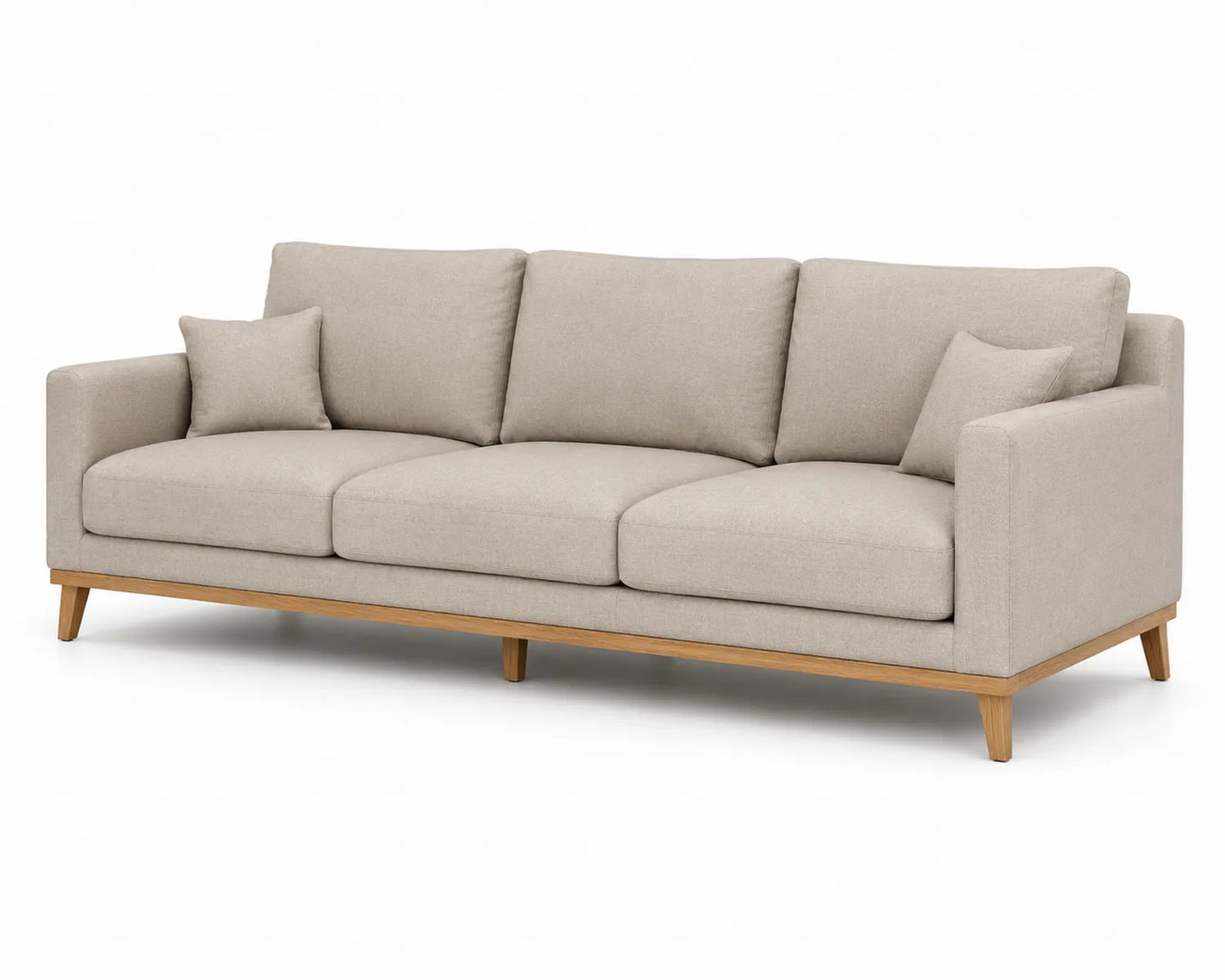 Canapé 3 places en tissu et bois Beige