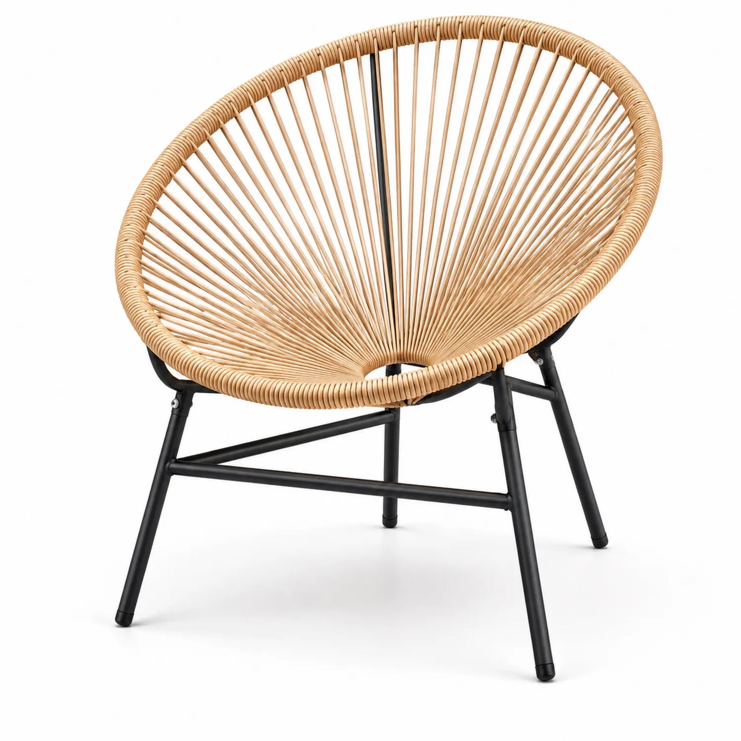 Chaise en Rotin et Métal Beige et Noir