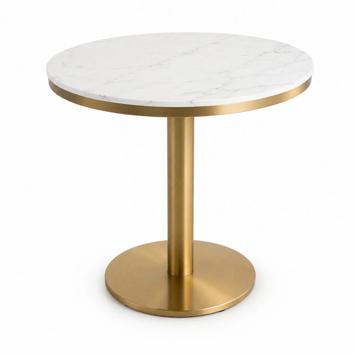 Table ronde en marbre et métal doré, diamètre 60 cm
