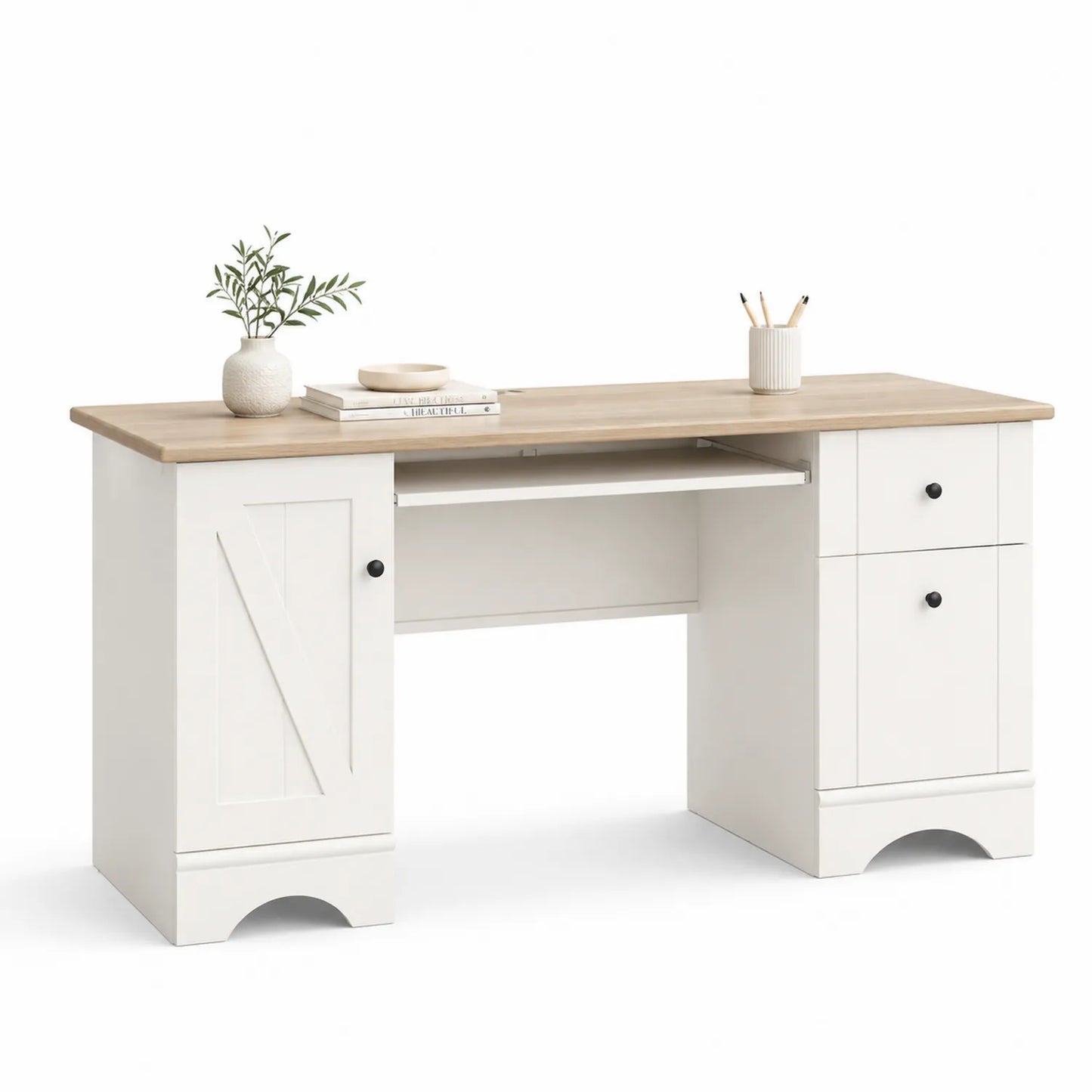 Bureau en bois avec rangement 145x55x75 cm