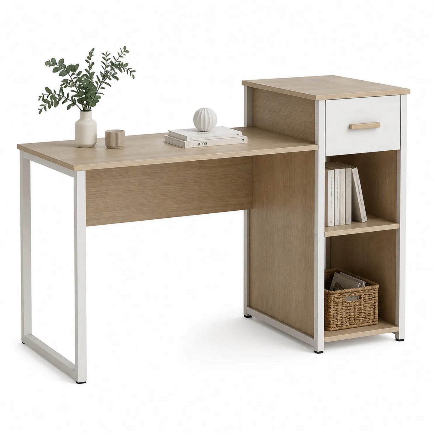 Bureau en Bois avec Étagères et Tiroir 120x50x75 cm