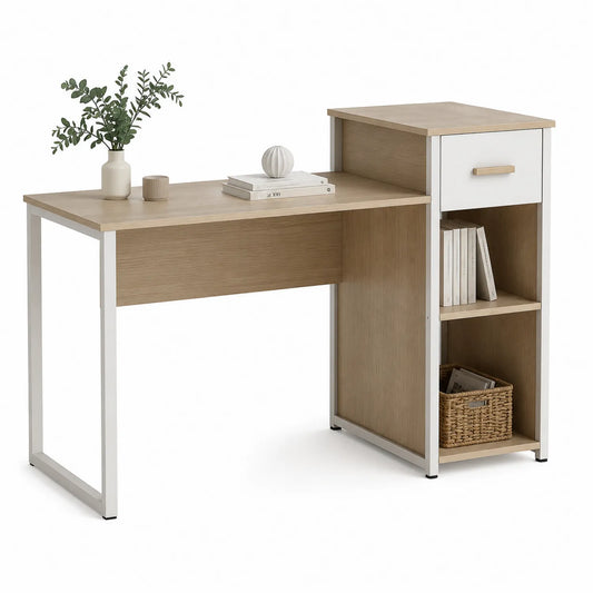Bureau en Bois avec Étagères et Tiroir 120x50x75 cm