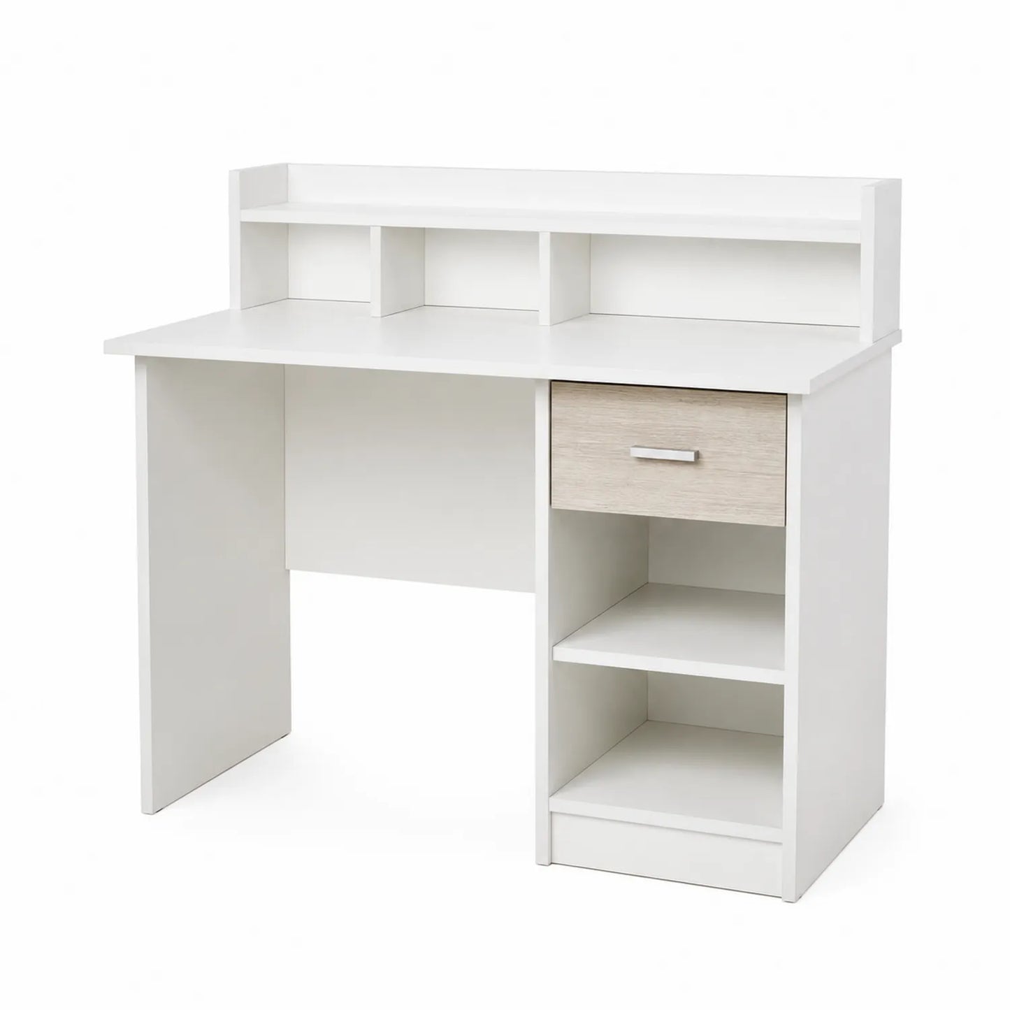 Bureau en bois avec étagères et tiroir en mélamine Blanc 120x60x75 cm