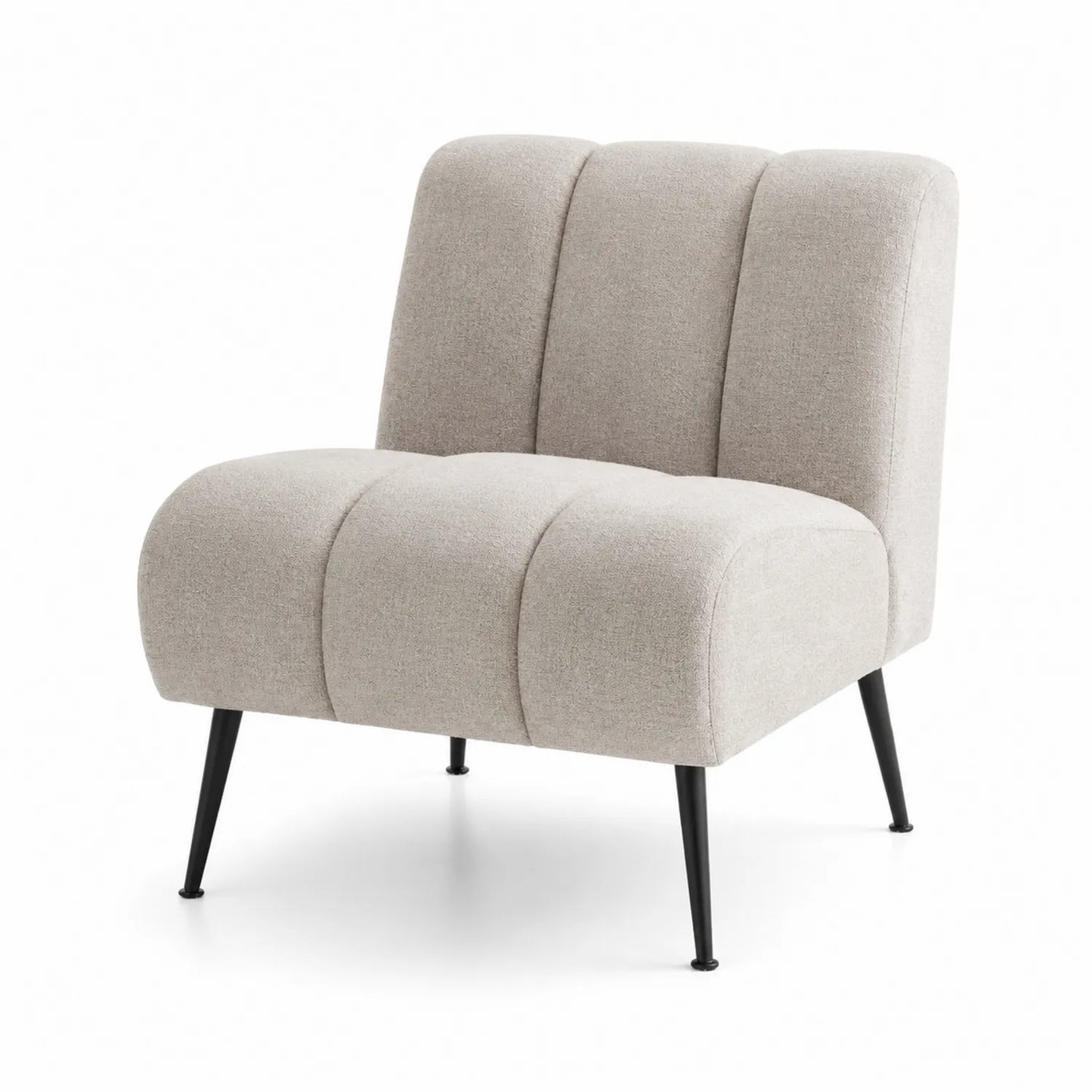 Chaise de salon en tissu polyester beige pieds en métal 75cm
