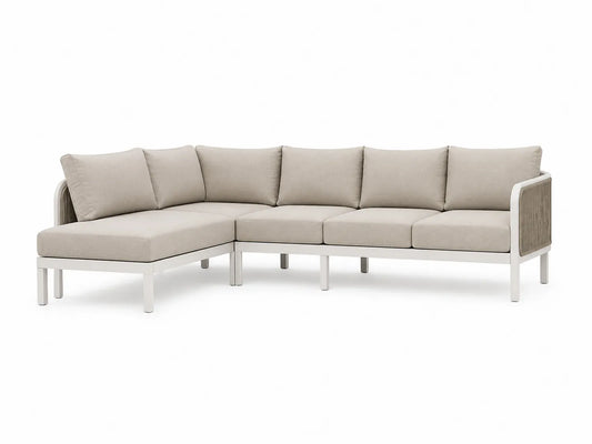 Canapé d'angle en aluminium beige 5 places
