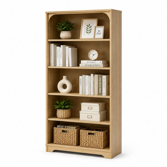 Bibliothèque en bois chêne 5 étagères 180cm