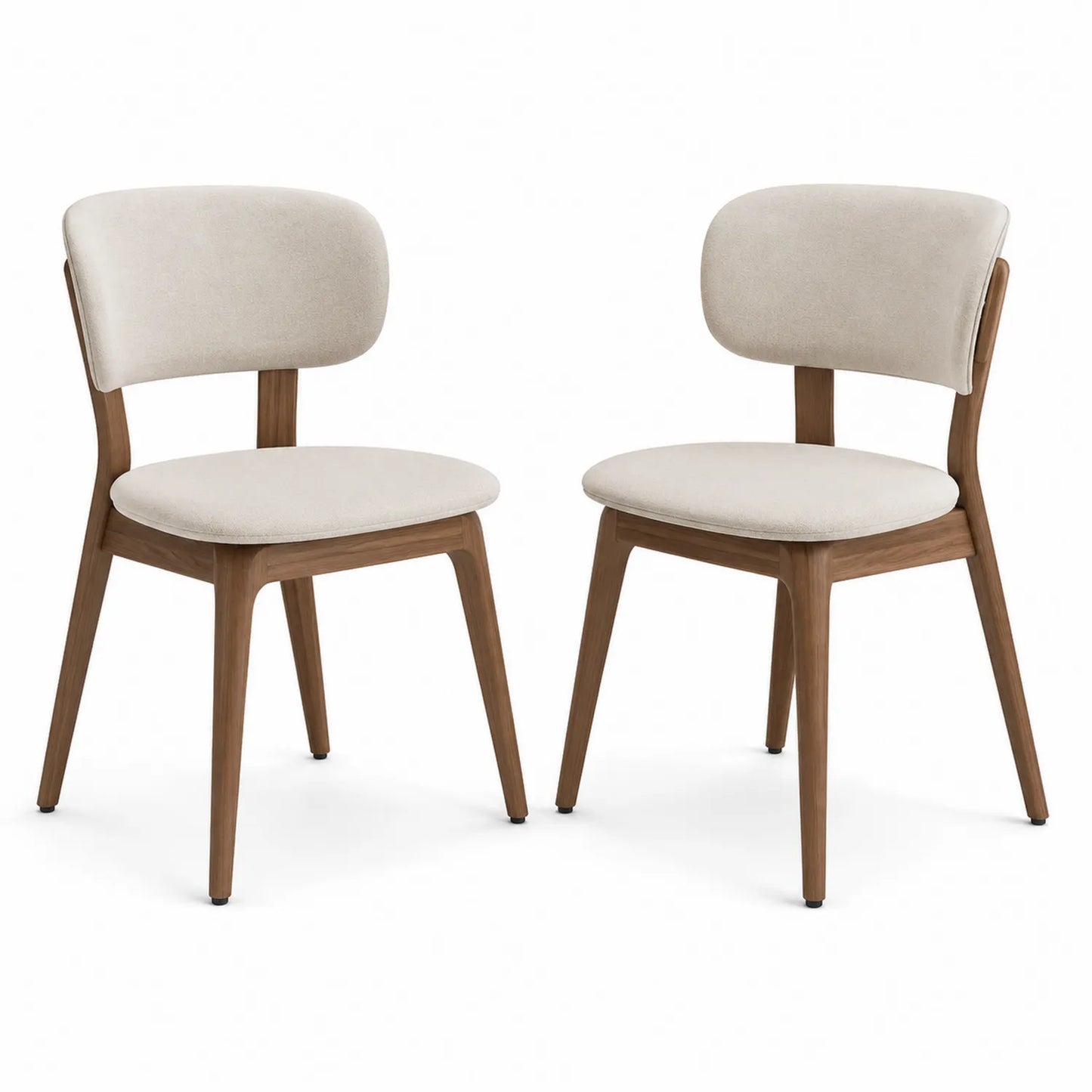 Ensemble de 2 chaises en bois avec tissu beige