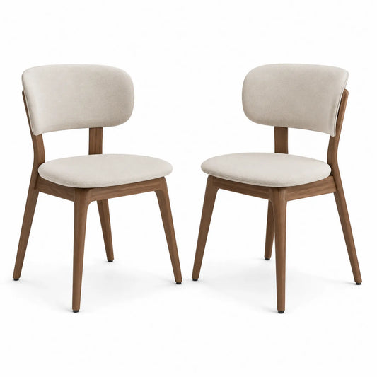 Ensemble de 2 chaises en bois avec tissu beige
