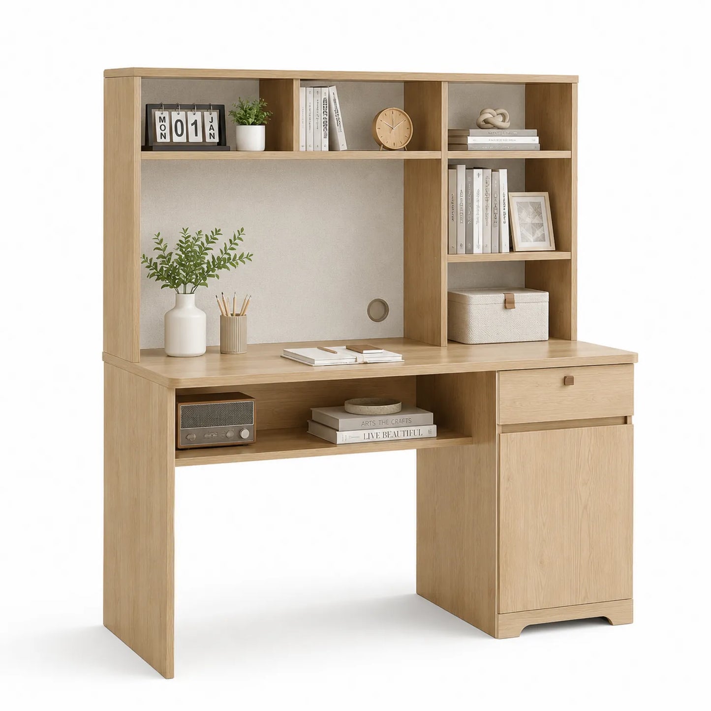 Bureau en bois avec étagères intégrées 120cm x 60cm x 140cm