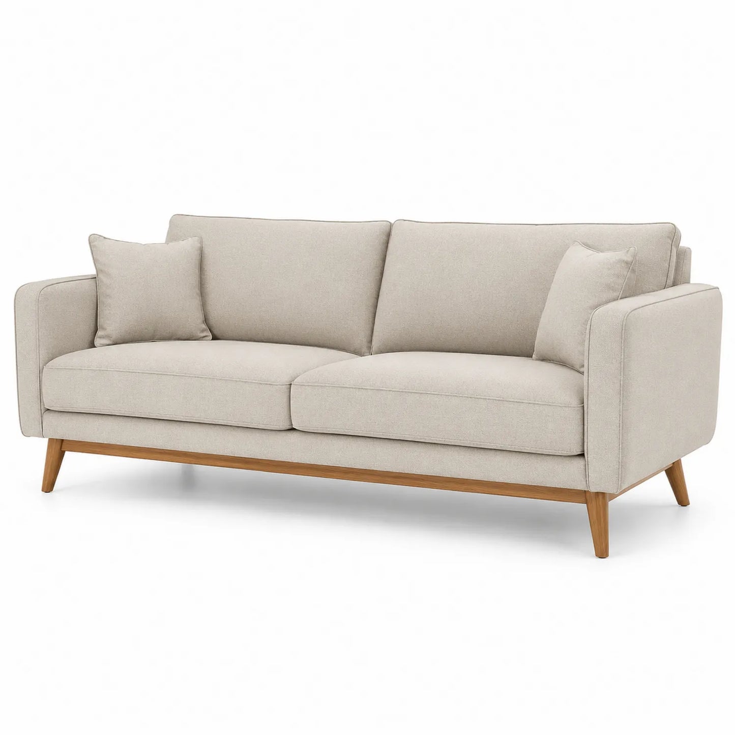 Canapé 3 places en tissu polyester avec pieds en bois massif
