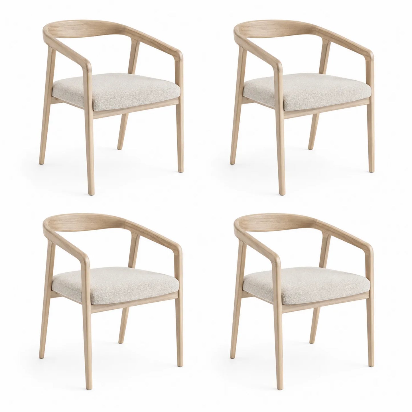 Ensemble de 4 chaises en bois et tissu beige