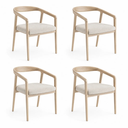 Ensemble de 4 chaises en bois et tissu beige