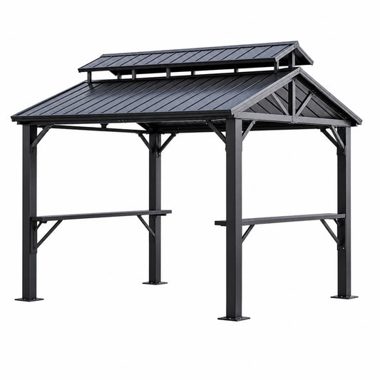 Pavillon en métal acier galvanisé Anthracite 300x300 cm