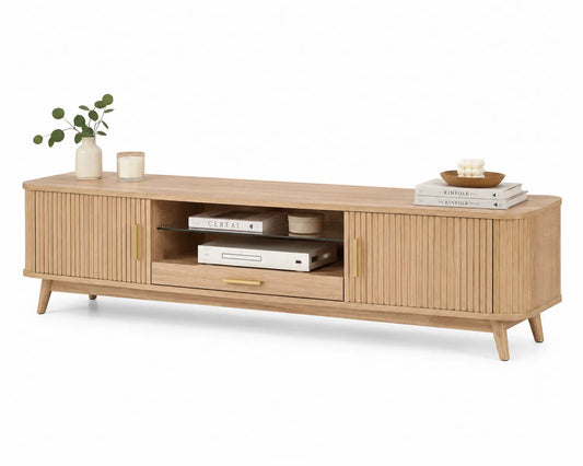 Meuble TV en bois avec rangements 180 cm