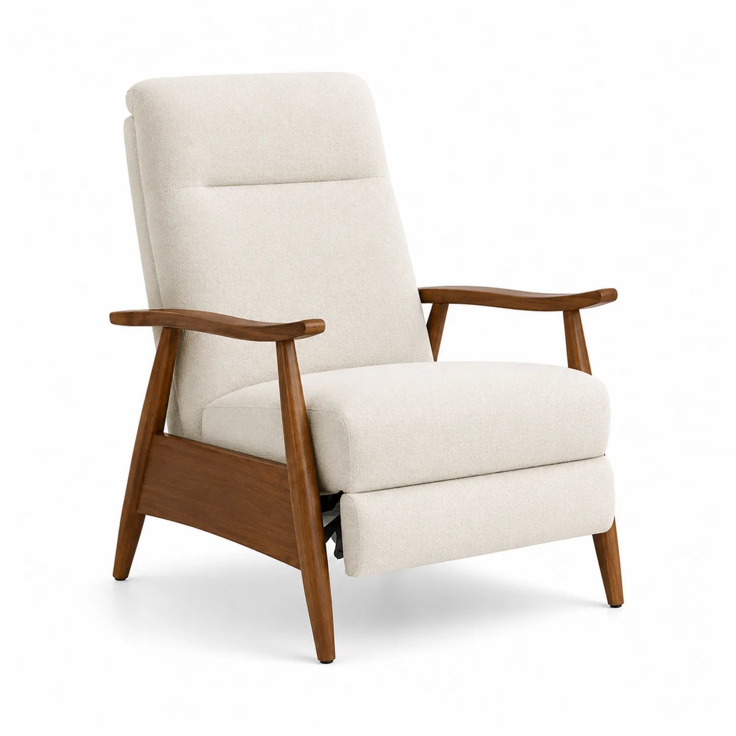 Fauteuil inclinable en bois et tissu beige