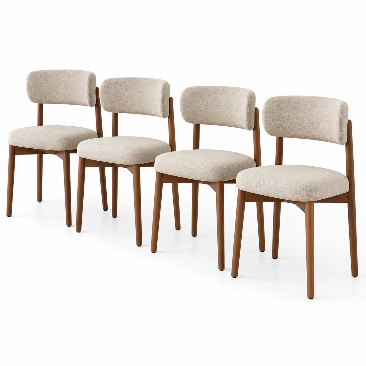 Lot de 4 chaises de salle à manger en bois et tissu Beige