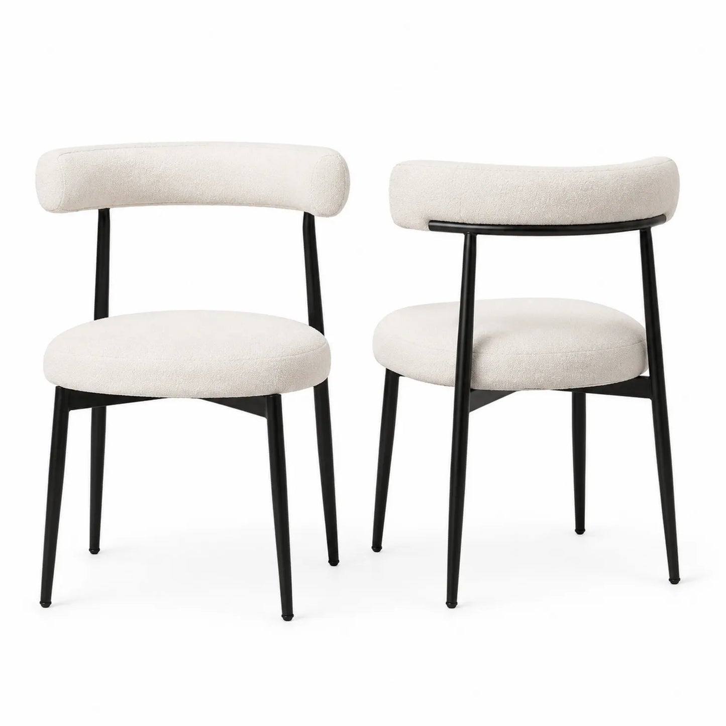 Lot de 2 chaises en métal noir et tissu beige