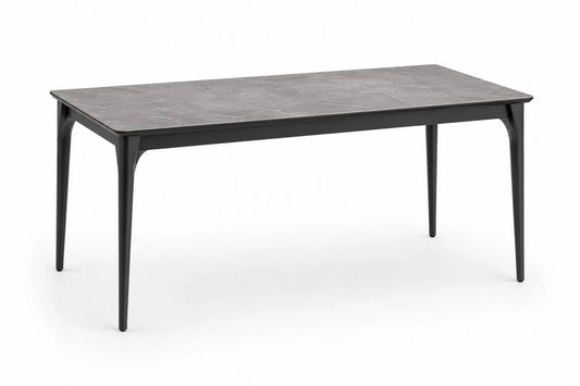 Table rectangulaire en métal et céramique noire 200 cm