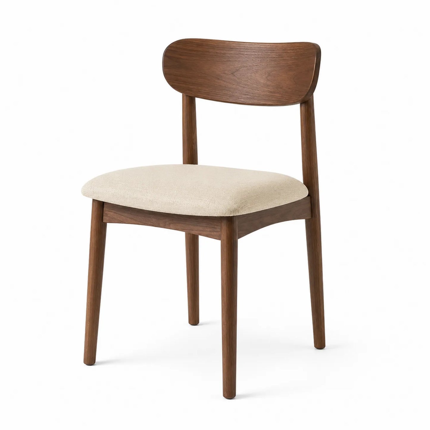 Chaise en bois de noyer avec siège en tissu beige