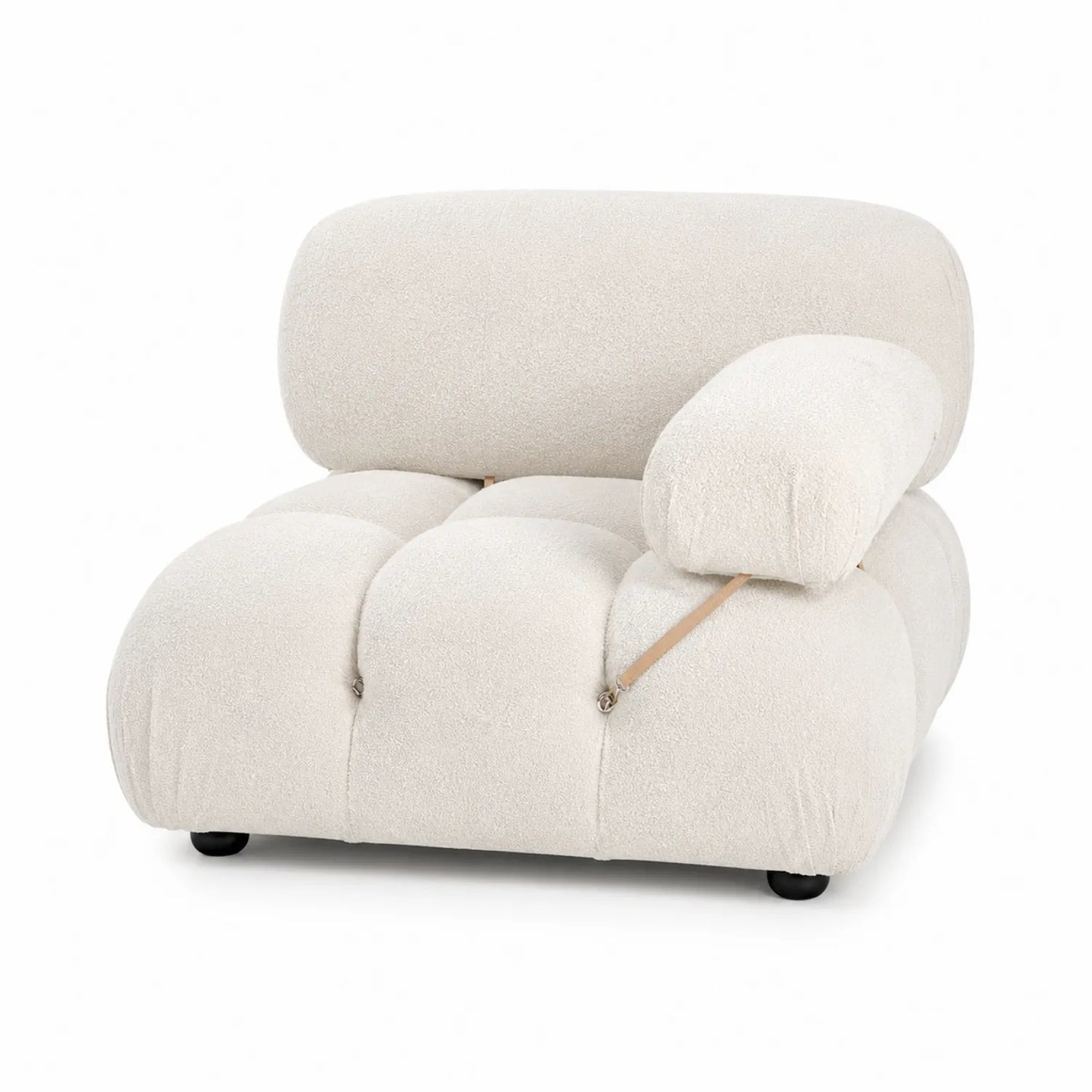 Fauteuil modulaire en polyester bouclé Blanc Crème 85cm x 90cm x 70cm