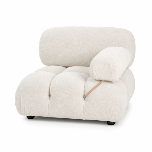 Fauteuil modulaire en polyester bouclé Blanc Crème 85cm x 90cm x 70cm