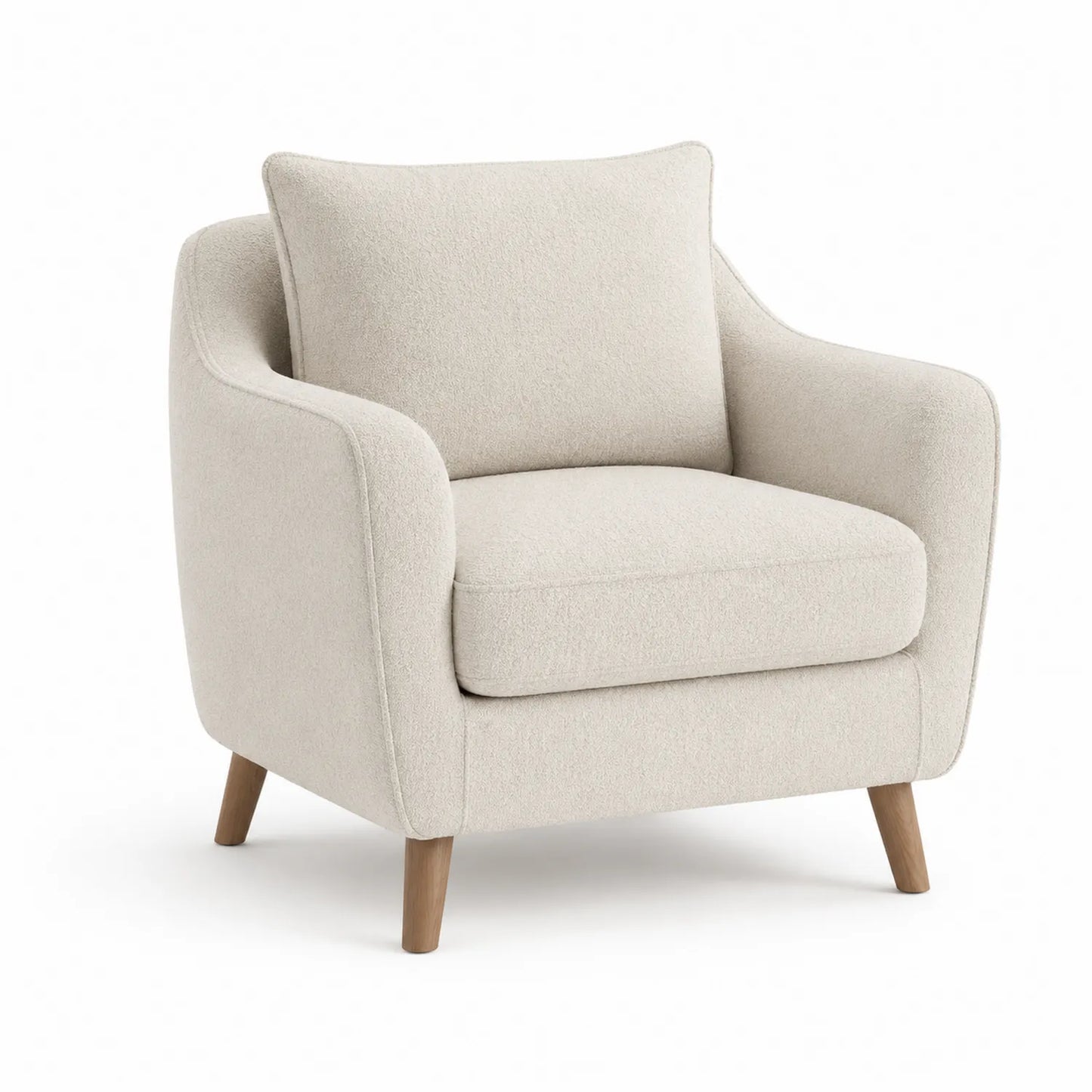 Fauteuil en bois et tissu beige