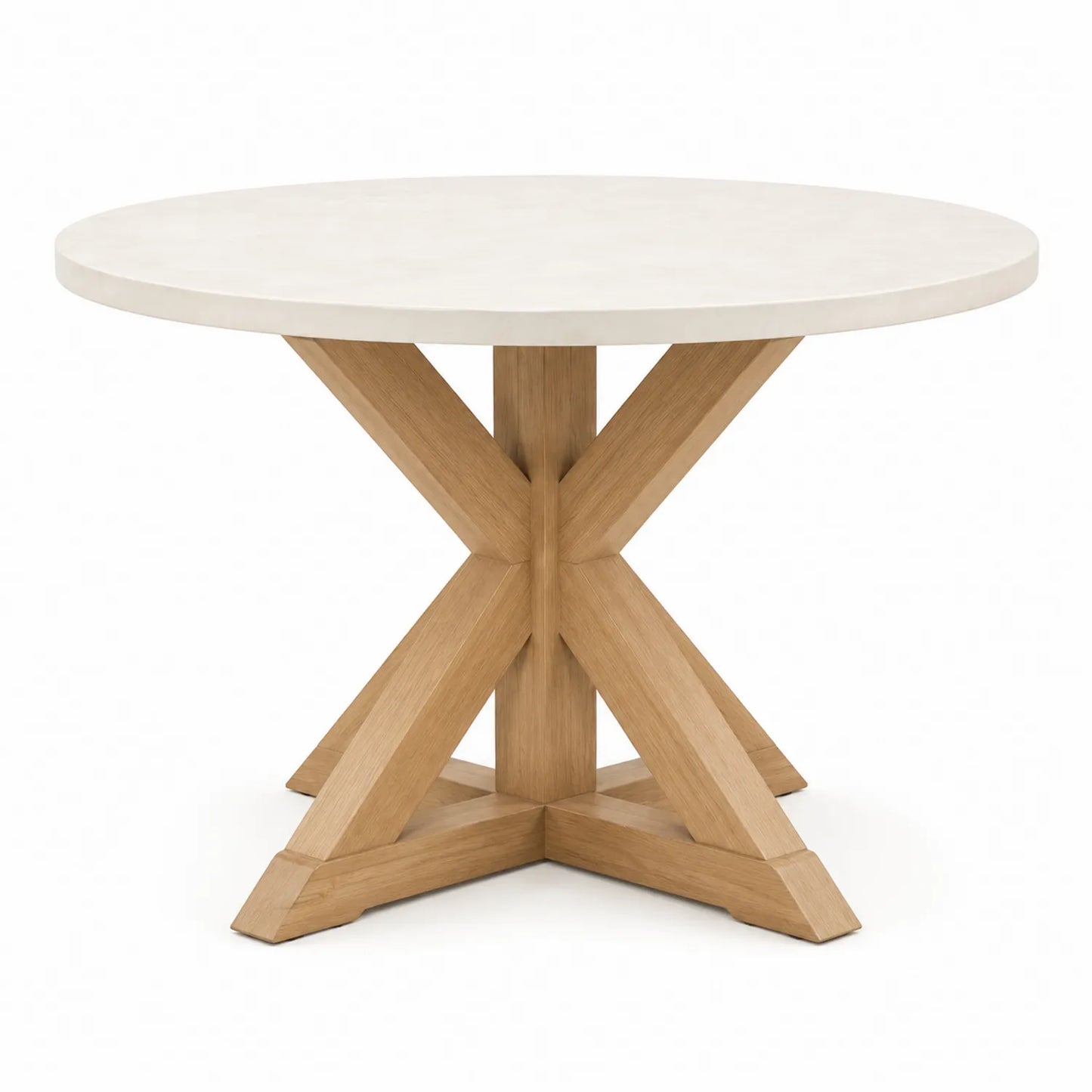 Table ronde en bois de chêne avec plateau effet marbre blanc 120 cm