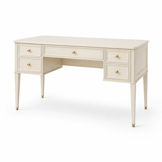 Bureau en bois avec poignées en métal crème