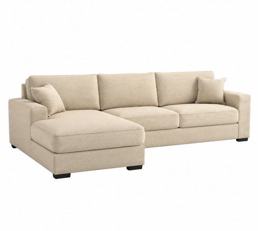 Canapé d'angle en tissu beige