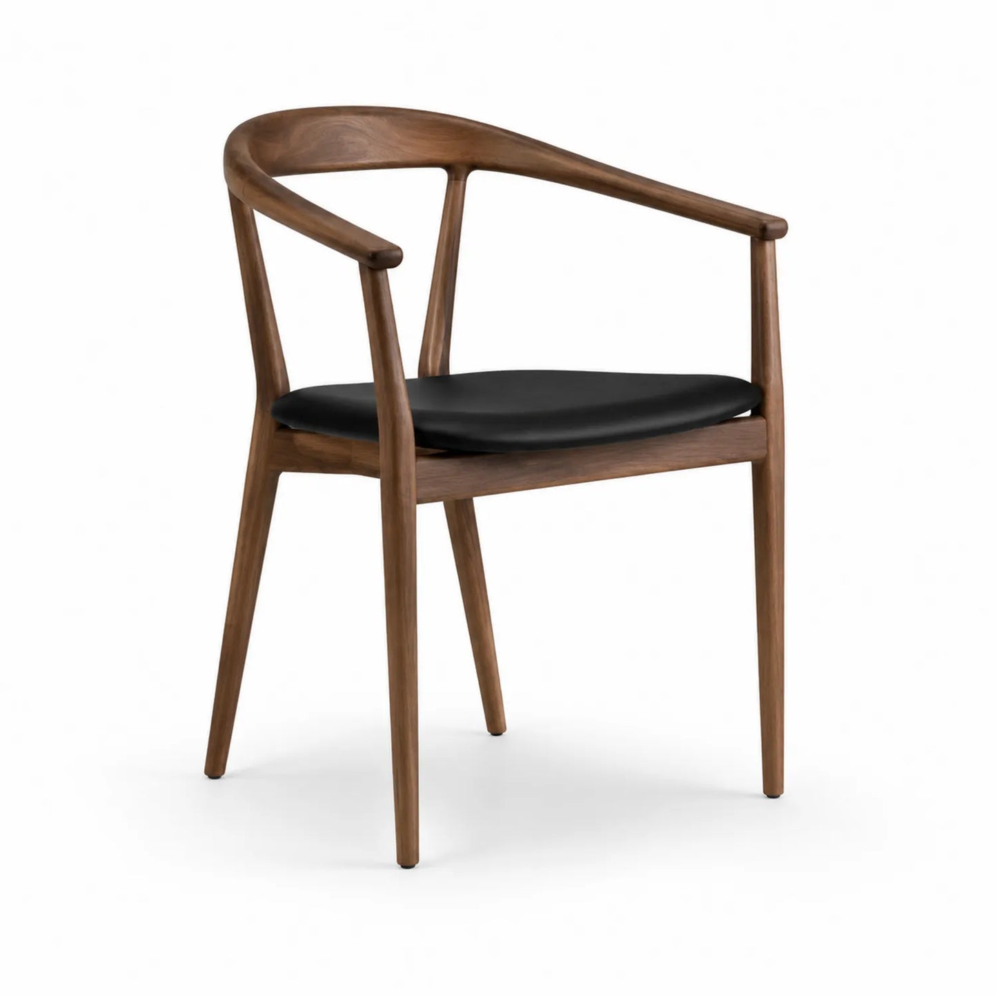 Chaise en bois de noyer et cuir synthétique noir
