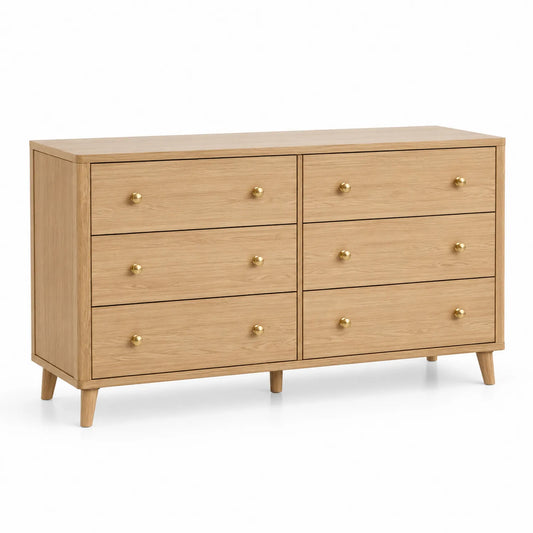 Commode 6 tiroirs en bois de chêne massif