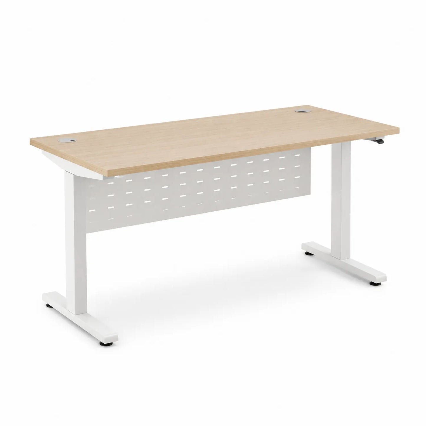 Bureau Rectangulaire en Bois et Métal Blanc 160x80x75 cm