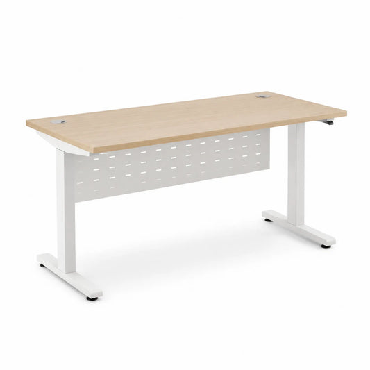 Bureau Rectangulaire en Bois et Métal Blanc 160x80x75 cm