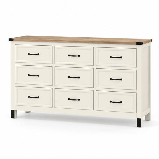 Commode 9 tiroirs en Bois Blanc et Noir