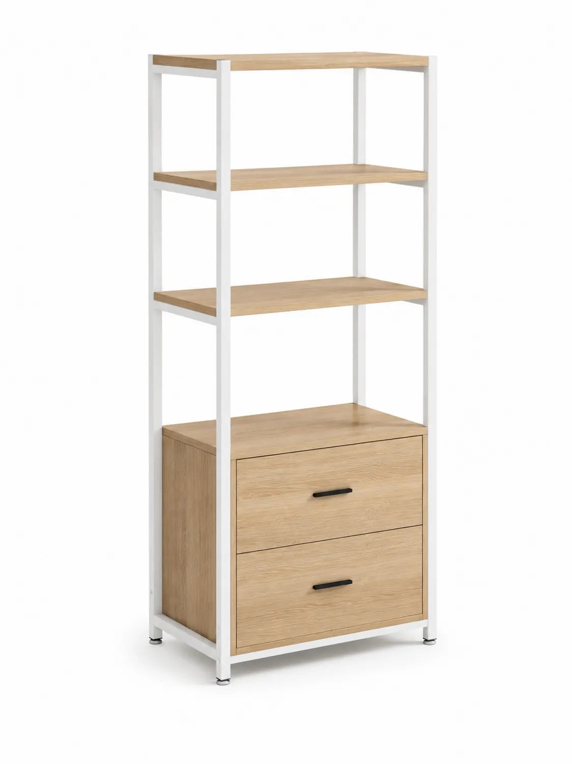 Étagère avec Tiroirs en Bois et Métal Blanc