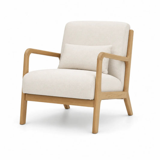 Fauteuil en tissu avec cadre en bois