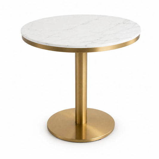 Table ronde en marbre et métal doré, diamètre 60 cm