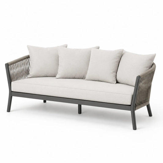 Canapé d'extérieur 3 places corde aluminium beige