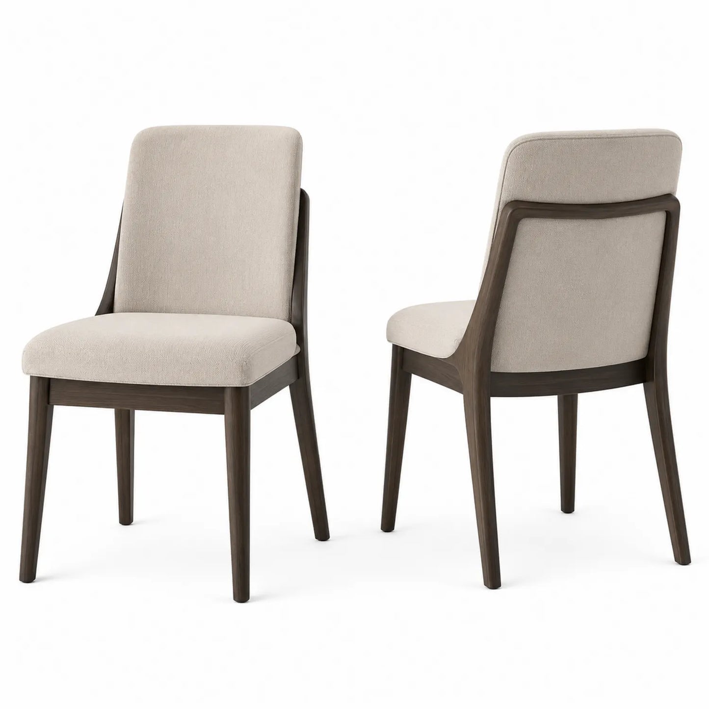 Chaises en bois avec revêtement en polyester beige
