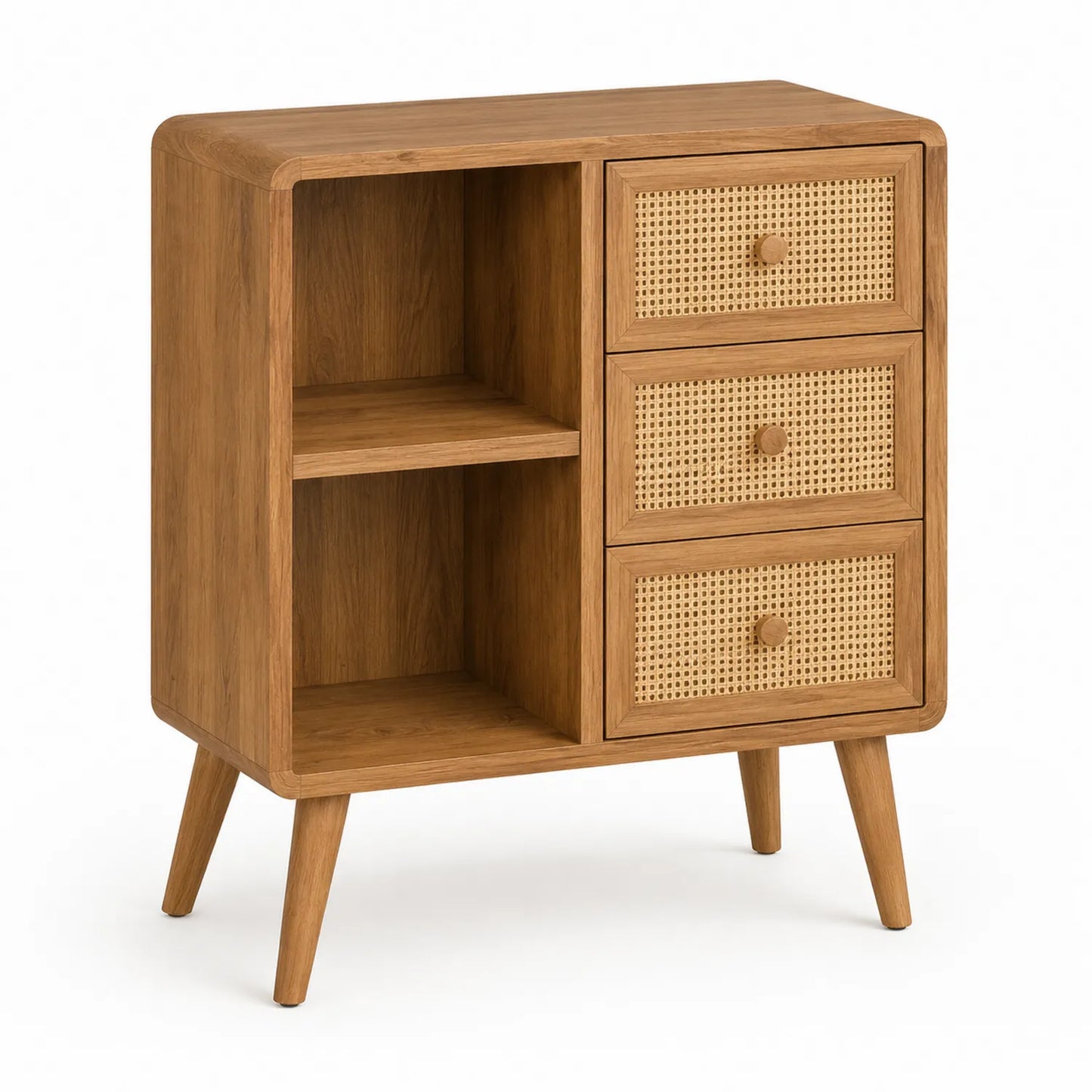 Buffet en Bois avec Tiroirs en Rotin