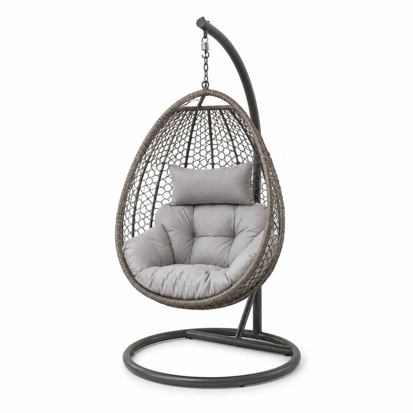 Chaise Hamac en Résine Tressée avec Coussin Gris