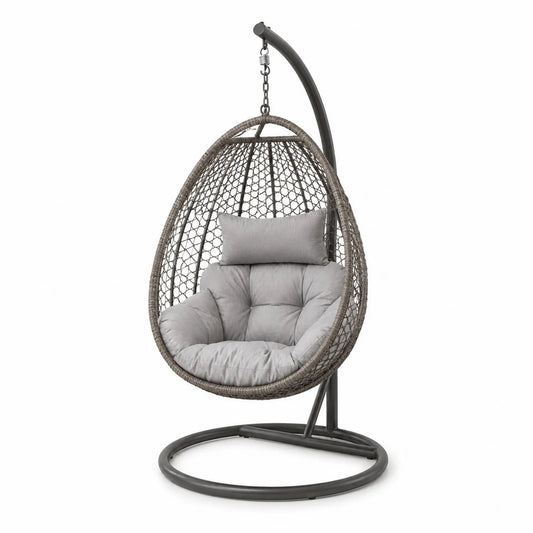 Chaise Hamac en Résine Tressée avec Coussin Gris