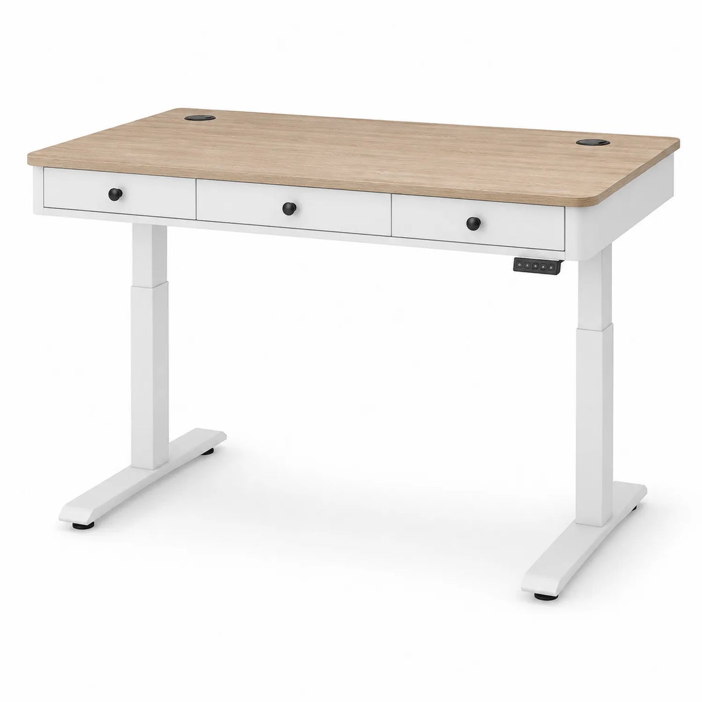 Bureau réglable en hauteur avec 3 tiroirs en bois et métal